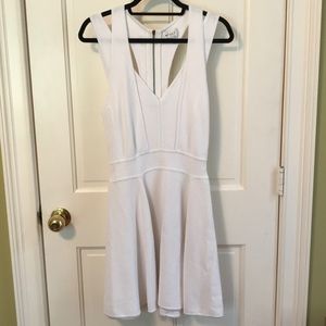 Milly white double strap fit and flare dress